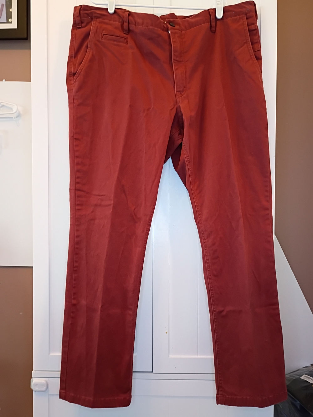 Men's Rust Red Chino Pants - Classic Straight Fit